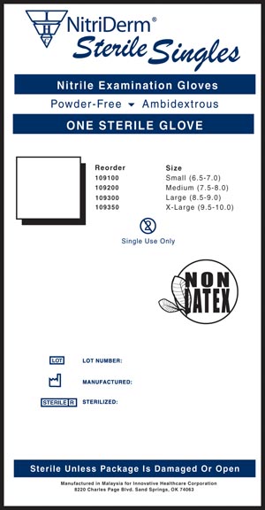 Innovative Nitriderm Sterile Powder-free Nitrile Exam Gloves 109100